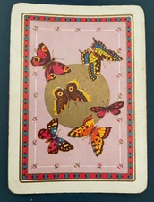 EW365 Swap Playing Card 1 OLD ENGLISH WIDE BUTTERFLIES & MOON MAUVE 