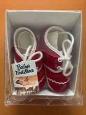 Vintage USA NIB- Baby Deer Crib Shoes- Red Corduroy W/ White Sz 1