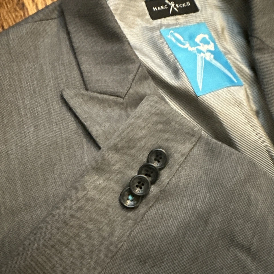Marc Ecko Cut & Sew Blazer Mens 46 Regular Gray Sport Coat Suit Jacket - Image 3 of 4