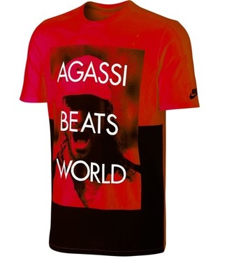 New Nike AIR FLARE AGASSI Tee Shirt 695733-660 Red Tennis Andre TSHIRT