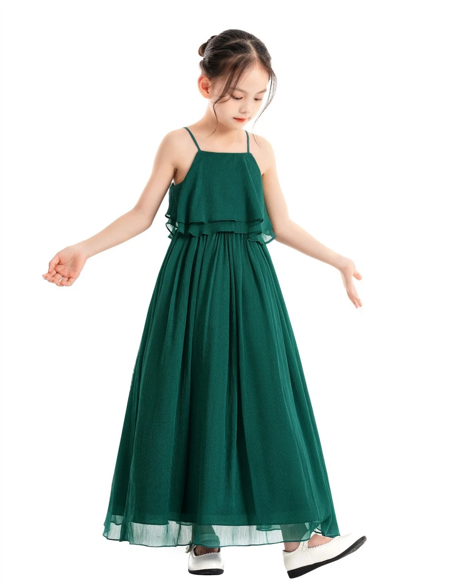 girls hunter green dress Girl's Emerald Green Beaded Dress | Flower Girl Dress main image 1