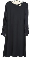 Loft Dress Women’s 10 Navy Blue A Line Long Sleeve Eyelet