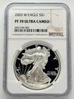 2003-W American Silver Eagle Proof ASE $1 NGC PF70 PR70 UCAM Ultra Cameo Coin