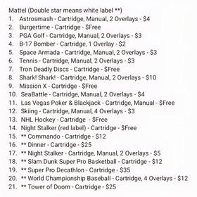 42 Intellivision Games - Tested Working