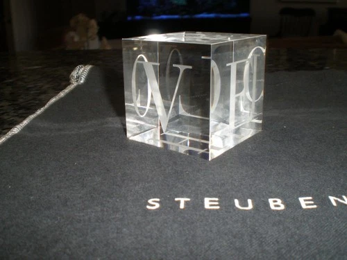 Steuben Love Hope Cube - Signed - Hard to Find - VG to EX Condition