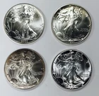 LOT OF 4 0.999 FINE AMERICAN SILVER EAGLES! AMAZING BULLION COINS! NR #G2204