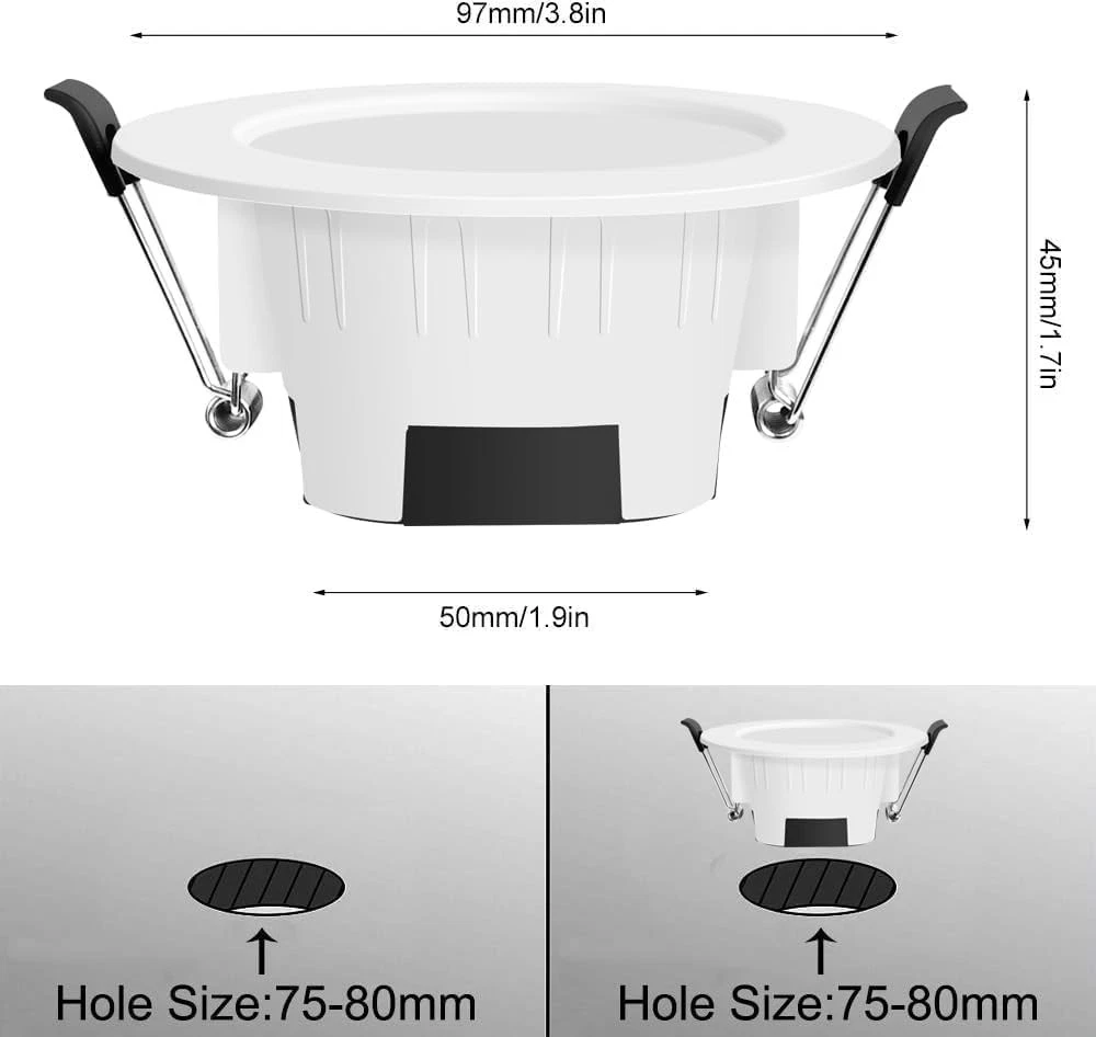 10X Focos empotrables LED 5W Bluetooth RGB+WW+CW Luces empotrables Punto de techo regulable