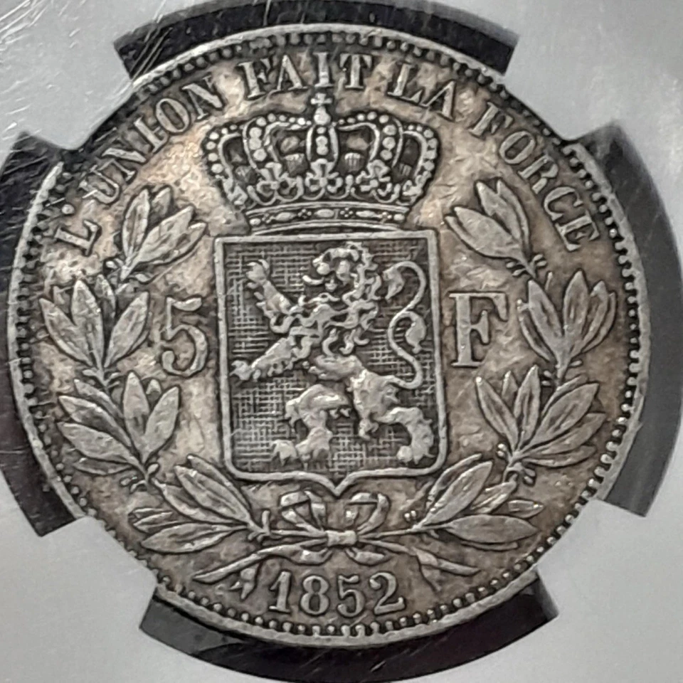 Moneda de 5 francos Bélgica 1852 NGC XF45 Foto 4 de 4