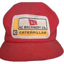 Vintage K Brand NC Machinery Caterpillar CAT Patch Mesh Snapback Trucker Hat USA