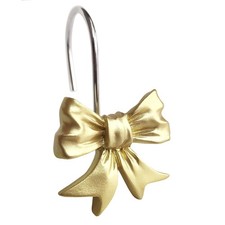 Decorative Shower Curtain Hooks Bow Knot Rings Bathroom Kids Room Gold 12