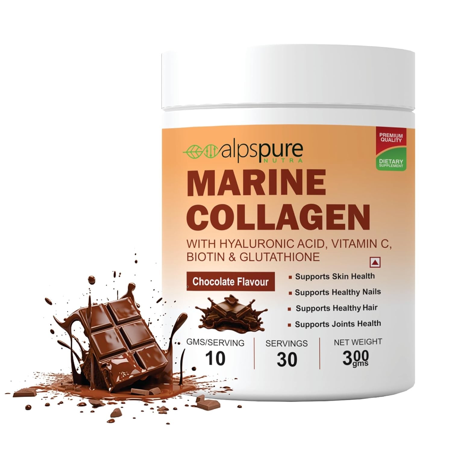 Polvo De Colágeno Marino Alpspure Sabor Chocolate 300g