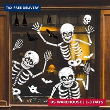 Halloween Window Clings Skeleton Window Decorations for Glass Windows, Double Si