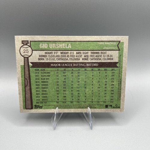 2025 Topps Heritage Gio Urshela #25 Green Border Variation Athletics Color Match - Picture 2 of 2