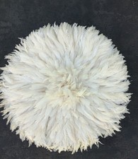 20"White Traditional Feather Headdress Handmade Juju Hat Home Decor African