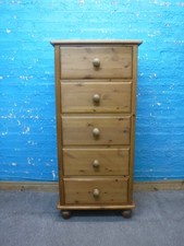 LARGE / CHUNKY SOLID WOOD 5 DEEP DRAWER / TALLBOY / CHEST OF DRAWERS