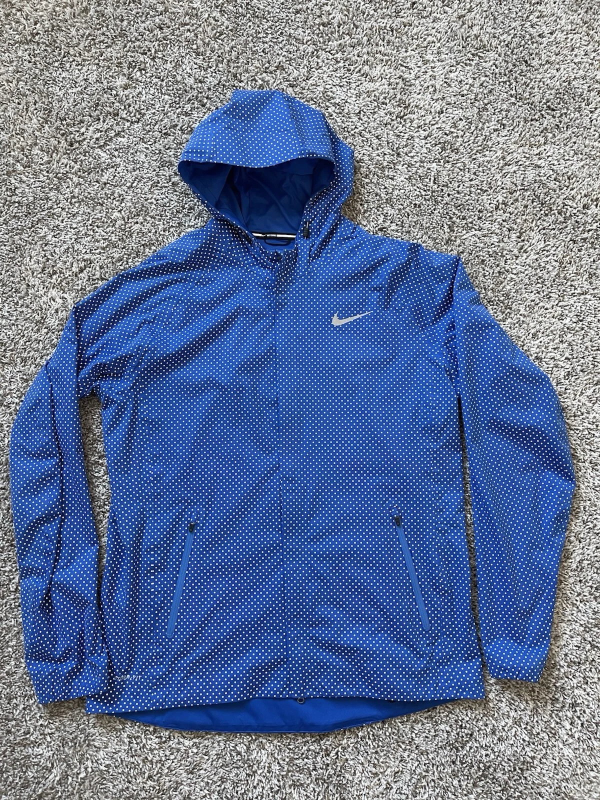 NWOT Nike Storm-Fit 3M Reflective Running Jacket Blue Polka Dot 619422-480 Sz L