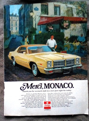 1977 Dodge Monaco Merci Monaco Print Ad