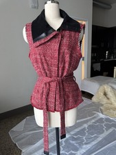 Escada Burgundy Red Vest Jacket Tweed Sz 40 Or L large