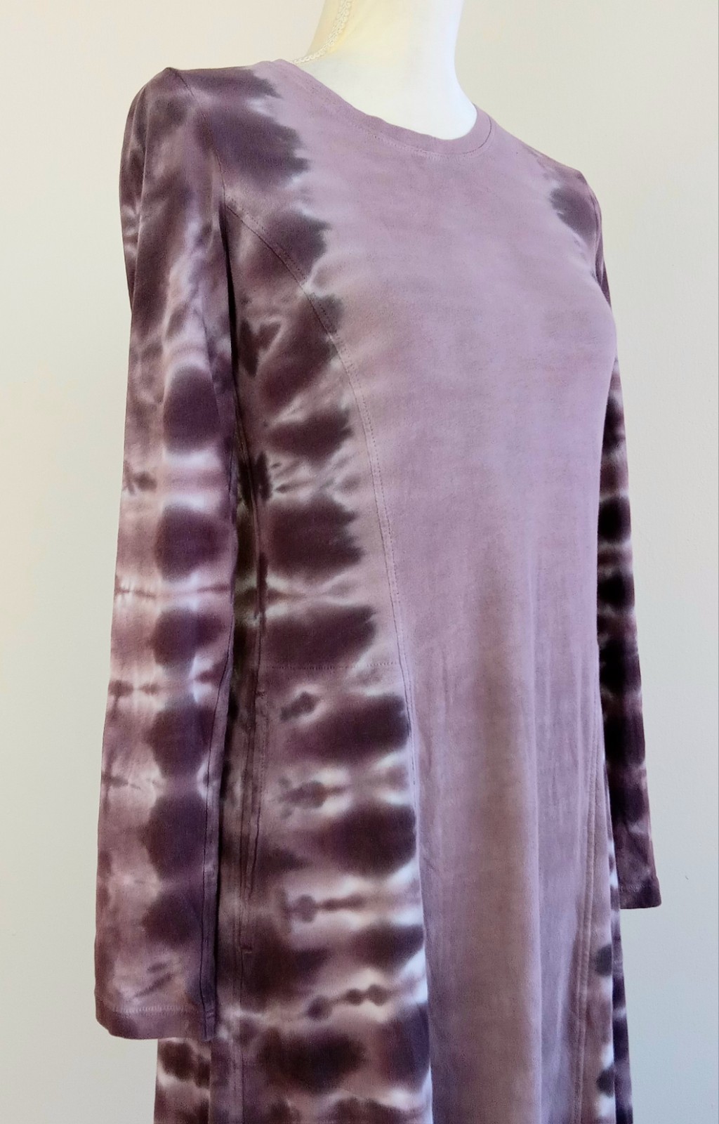 Small RAQUEL ALLEGRA Tie-Dye RHEA Brown COTTON-Knit Long Kaftan T-shirt Dress