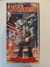 Robot di latta vintage Rotate-O-Matic Super Astronauta con scatola