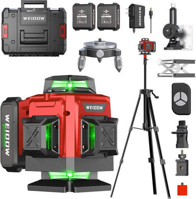 Laser Level with Tripod, Self Leveling Laser Level 4X360°, Green Line Laser 4D L