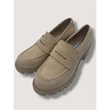 Steve Madden Tan Suede Lug-Sole Penny Loafers