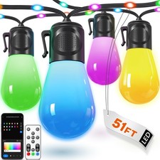 HomaVida Smart Outdoor Patio Lights, 51FT RGB DIY String Lights for Outside, NEW