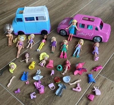 Polly Pocket Konvolut Auto Camper 9 Figuren und Zubehör Klamotten