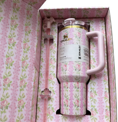 #ad STANLEY FLORAL PINK 40 OZ TUMBLER $47.00