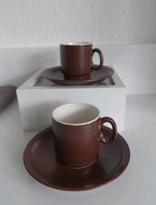 2 Espressotassen mit Unterteller Braun Tasse Klein Espresso Espressotasse