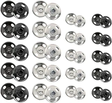 Sewing Snaps,120 Sets 8 mm and 10 mm,Black and Silver, Sew-on Snap Buttons Me...