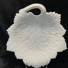 Vintage Fenton Milk Glass 11” Leaf Shape Serving Plate/Bowl Serrated Edge, MINT
