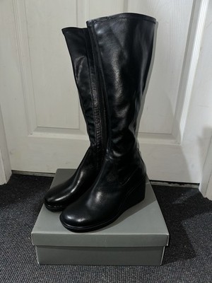 Vagabond Schuhmacher Deena Kniehohe Keilabsatz Leder Stiefel - Schwarz - Größe 38