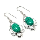 Malachite Oval Shape Gemstone Earrings Handmade Beautiful Jewelry 1.9" MXE 5644