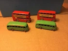 Lot of Four Vintage 1950s Lesney Matchbox Double Decker Bus & Coach Buses