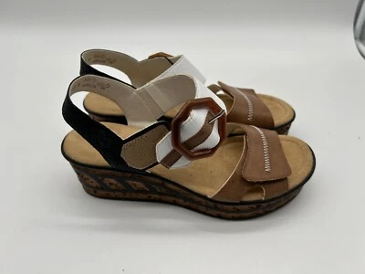 Rieker Damen Keilsandalette Braun/Weiß EUR 40 - Bild 1 von 3