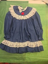 VTG Bryan Lace Trim Ruffle Full Twirl Dress w/ Collar Button Back Girls Appx 2T