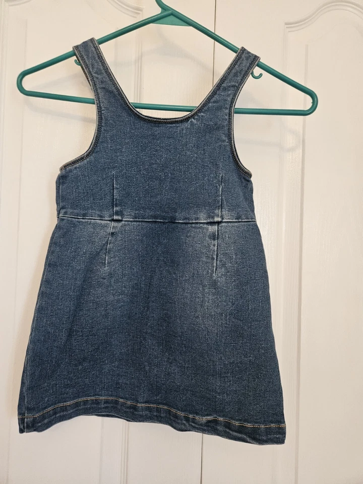 Guess Kids Size 4T Flare Denim Dress Sequin Letters - Image 4 of 4