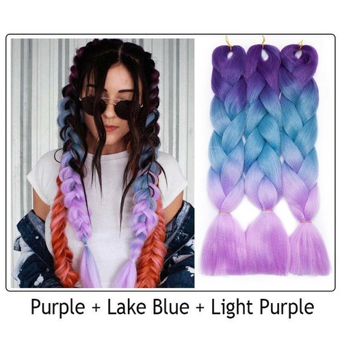24" Christmas Jumbo Braiding Hair Extensions Ombre Rainbow Twist Braids as Human - Picture 56 of 66