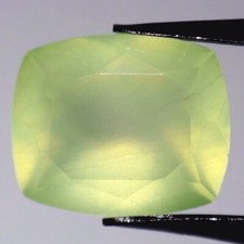 PREHNITE RARE FACETED GEMSTONE 9 x 7 MM CUSHION CUT ALL NATURAL AAA F-893