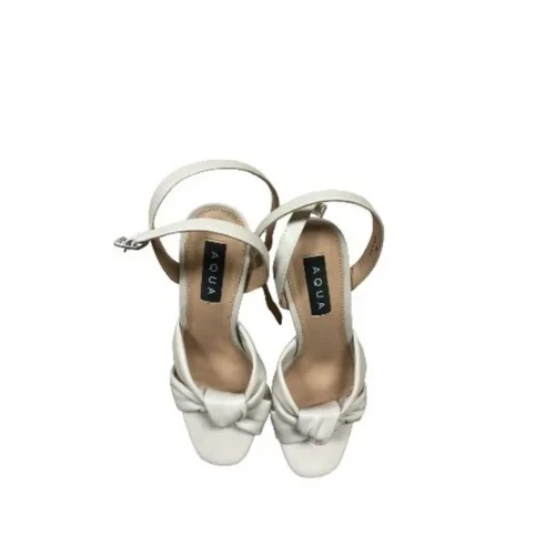 Aqua Womens Lory Open Toe Platform High Heel Sandals Bone Size 8 Pre Owned - Image 2 of 4