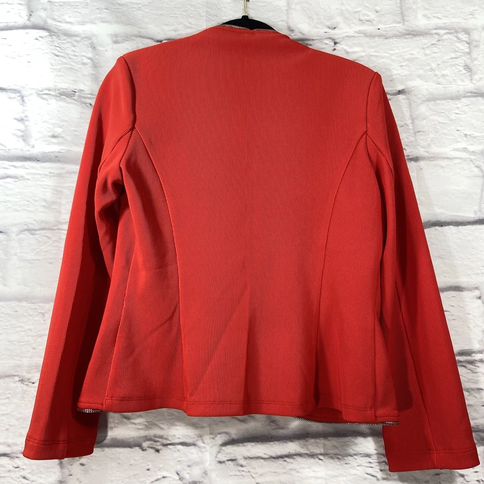 Joseph Ribkoff Jacket Women’s 8 Red Blazer L Stretch Zipper Details EUC - Image 4 of 4
