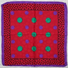M298 GIANNI VERSACE Red Jacquard Silk Scarf Scarves Pocket Square 15" X 15.5"