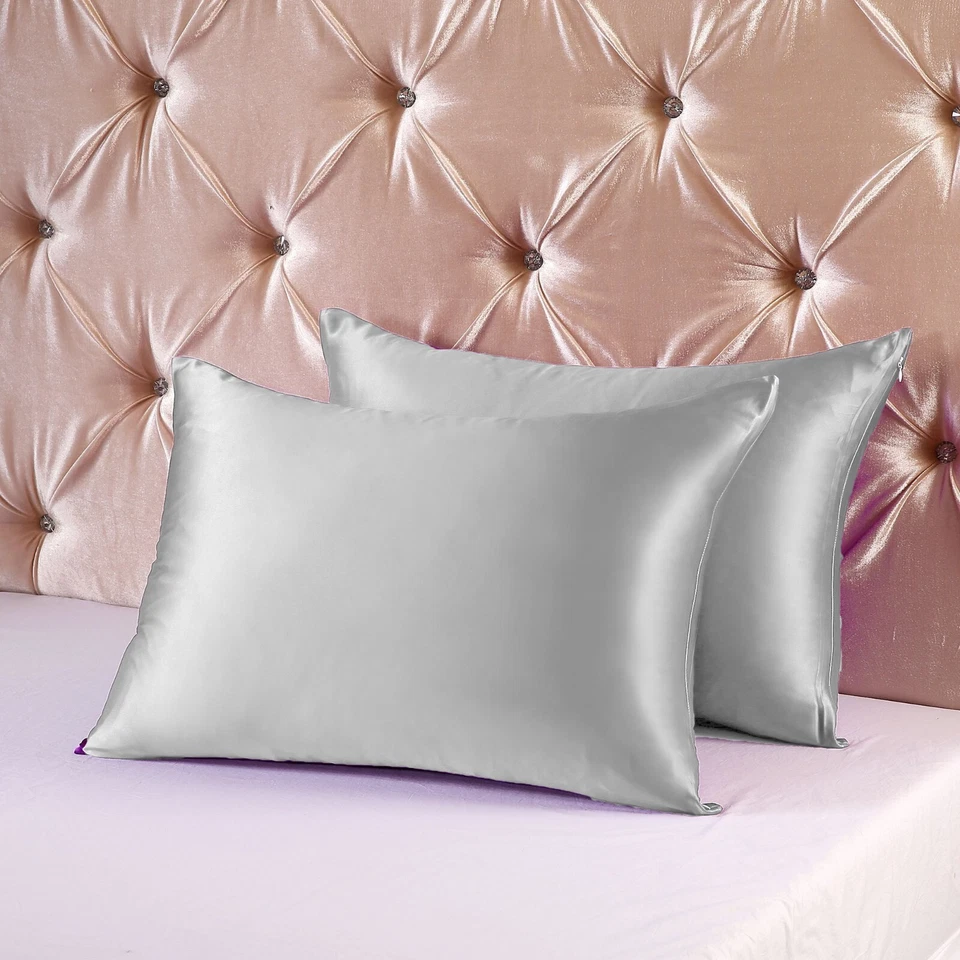 Funda de almohada color satinado suave cómoda S23 Foto 4 de 4