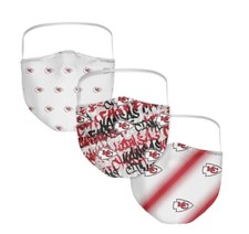 NEW - NFL Kansas City Chiefs Adult Face Masks 3-Pack Washable Reusable