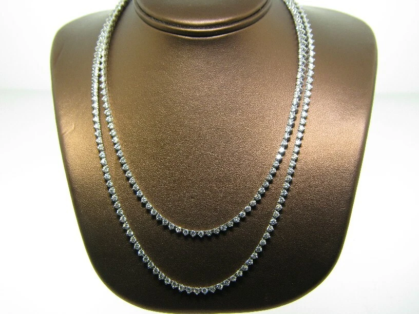 Collar de diamantes naturales 14,16 quilates 3 puntas G SI 36"" 289 piedras 34,2 gr 14K W G Foto 2 de 2