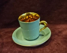 Figgjo Flint Norway Demitasse Cup & Saucer Set MINT Gold Gilt Interior