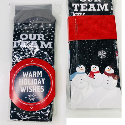 2 Pairs Warm Holiday Wishes Christmas Socks Snowman Our Team Always Steps Up