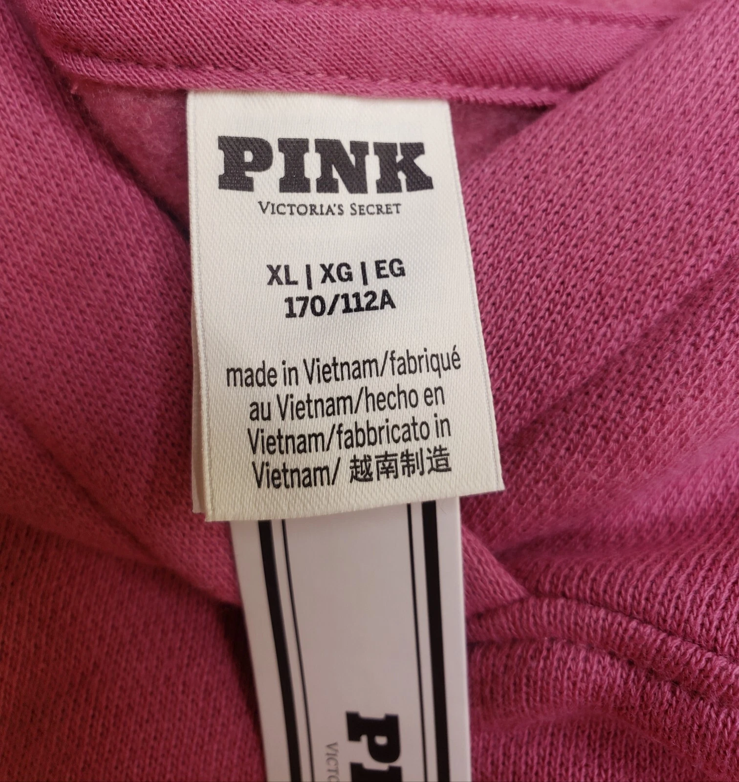 UNDERCOVER Felpa con cappuccio Victoria's Secret ROSA Ivy Fleece Campus prezzo al pubblico consigliato $55 taglia XL nuova con etichette