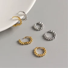 Women Girl 925 Silver Plated Huggie Hoop Pierced Small Earrings 12mm Gift E22